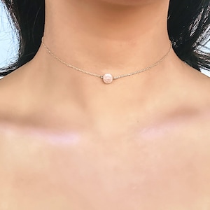 Dainty Rose Quartz Choker, Natural Gemstone Necklace, Love Stone Necklace, Gold Rose Quartz Choker