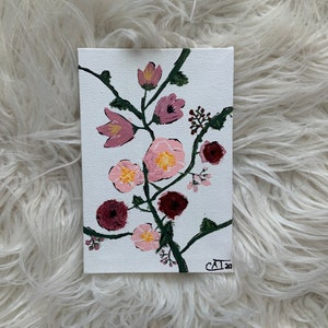 Flowers on Vines painting / 4”x6” / Special Occasion Gift