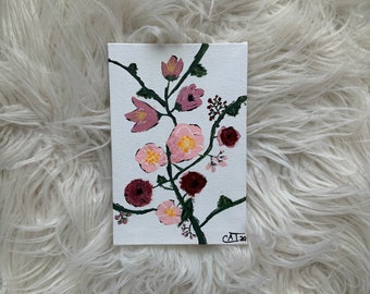 Flowers on Vines painting / 4”x6” / Special Occasion Gift