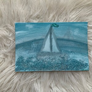 Sailboat on the Horizon painting / 4”x6” or 6”x8”
