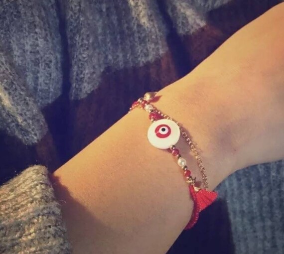 14k Gold Plated Crystal Red Eye Bracelet Etsy