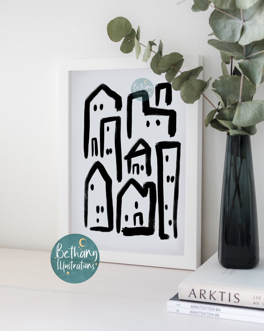 Line Art City - Line Art Town - Digital Download - Line Illustration ...
