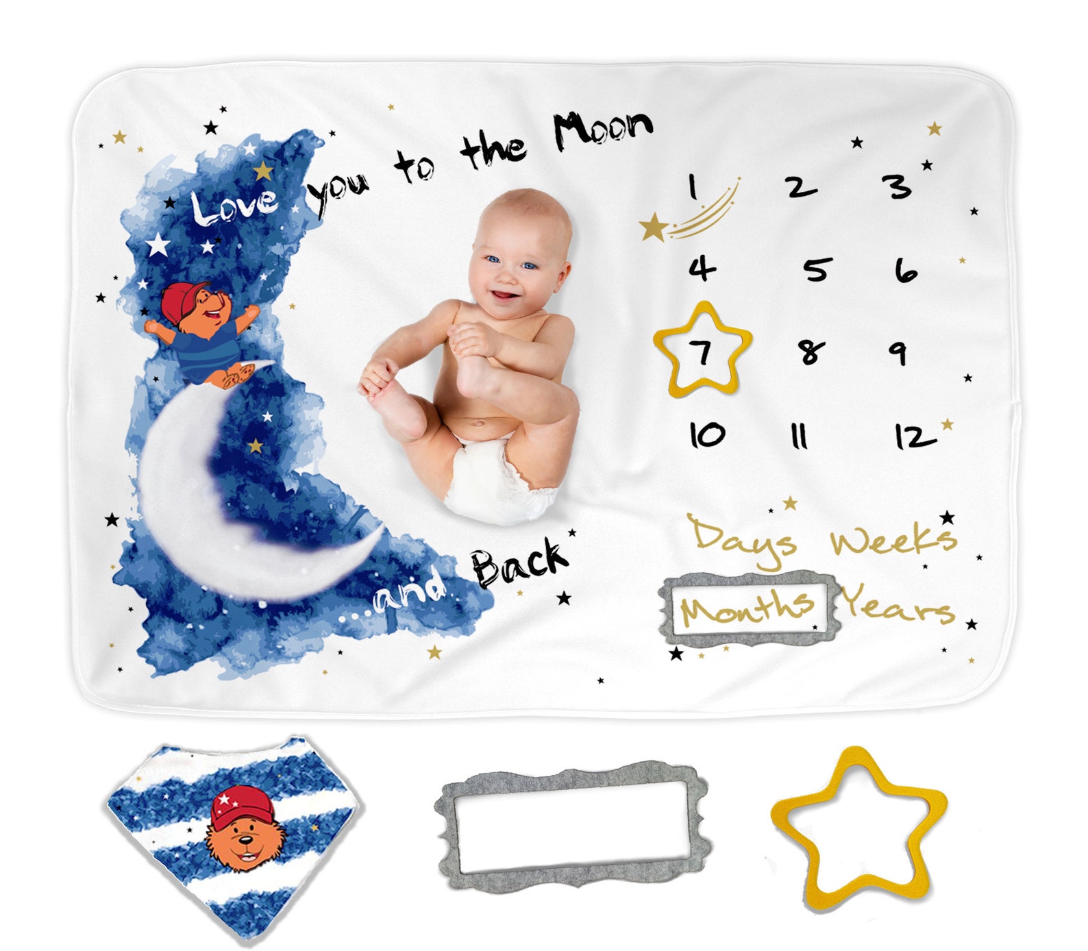 Baby Monthly Milestone Blanket for Baby Boy or Girl Great Etsy