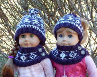 Diamonds on the Horizon Hat and Cowl Set for 18" Dolls