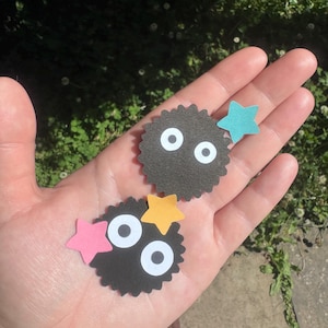 Soot sprite wall art sticker decal art with colourful stars studio ghibli