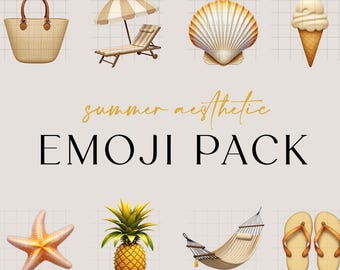 iOS18 Emoji Icons | 50 Summer Aesthetic Emojis | Beach Aesthetic Emoji Stickers | Summer Emojis | Summer Sticker Emojis