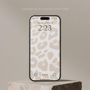 Papel de parede para celular com estampa de leopardo, moderno e neutro