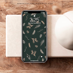 Set of 3 - Winter Pine Minimalistic Phone Wallpaper