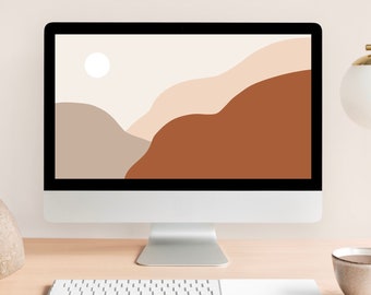 Neutral Tones Boho Abstract Desktop Wallpaper