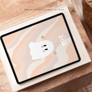 Warm Neutral Spooky Ghost iPad Wallpaper | Hippie Halloween Wallpaper