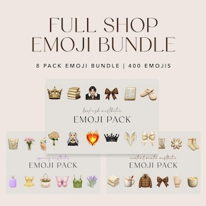 Ultimat iOS Emoji-ikonpaket | 400 estetiska emojis | 8-pack säsongsbetonade och bokinspirerade iPhone-emoji-set | Neutral telefonanpassning