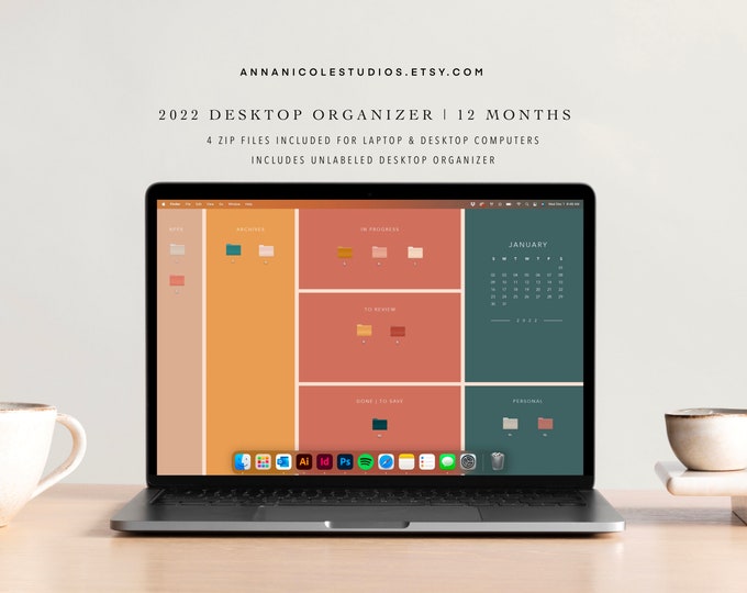 2022 Desktop Wallpaper Organizer | Boho Desktop Wallpaper Organizer | 2022 Calendar