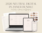 2026 Digital Planner Bundle | Neutral Calendar Wallpapers for Desktop, iPhone & iPad | Minimal Aesthetic Organizer Set