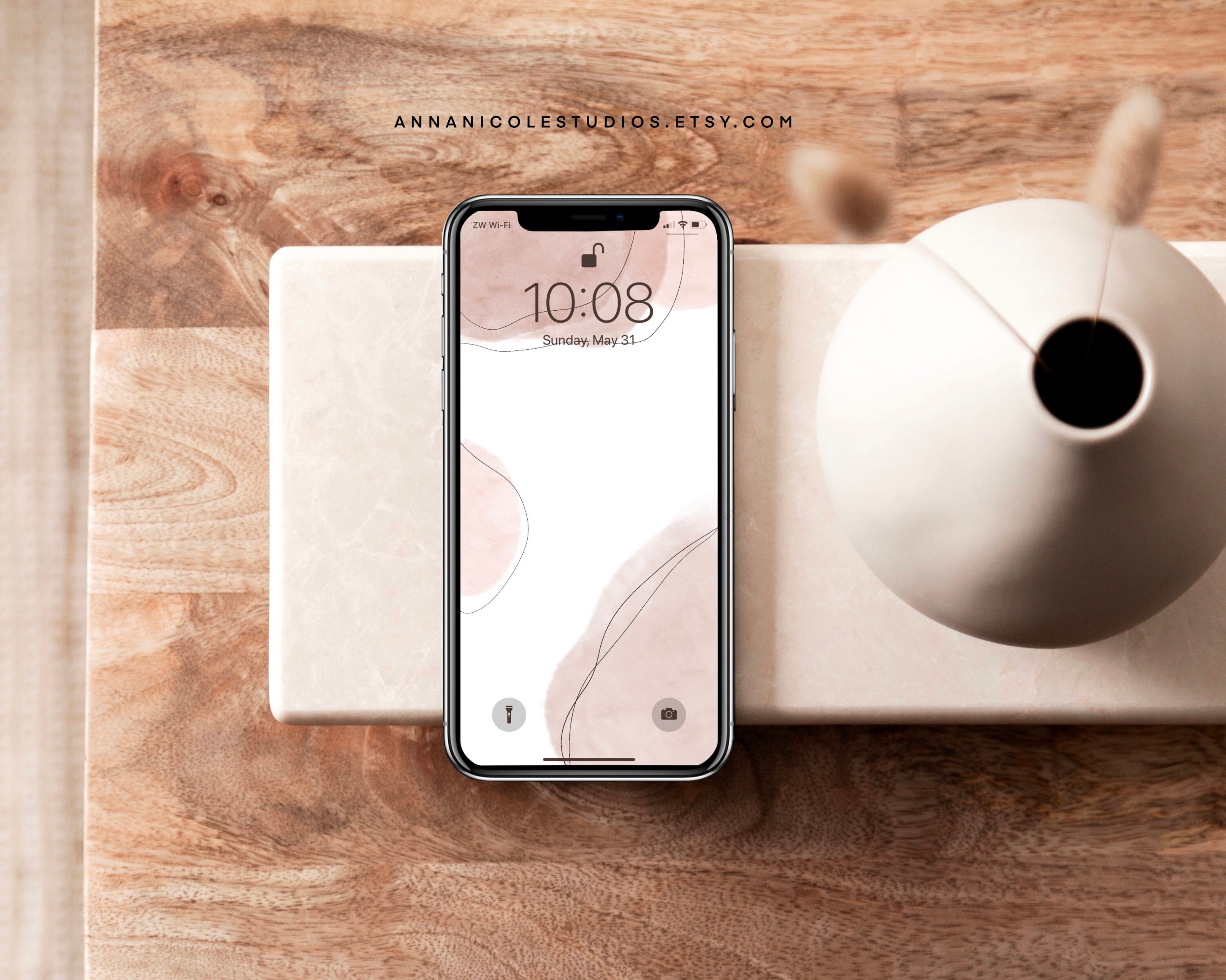 Blush Pink Abstract Phone Wallpaper Etsy