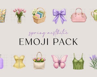 iOS18 Emoji Icons | 50 Spring Aesthetic Emojis | Pastel Aesthetic Emoji Stickers | Spring Emojis