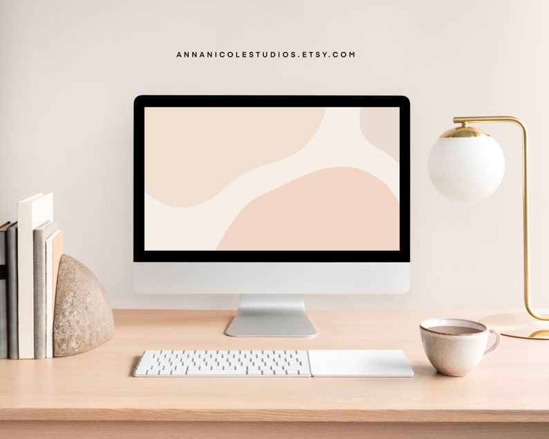 Warm Neutral Minimalistic Abstract Desktop Wallpaper Etsy