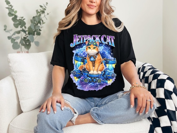 Jetpack Cat Shirt | Overwatch Shirt | Funny Cat Graphic Tee | Sci