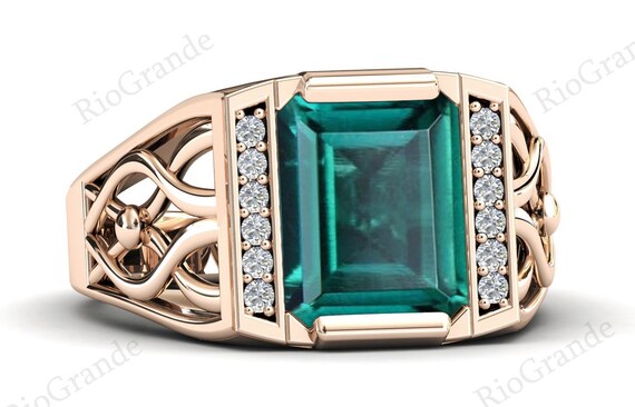 Vintage mens deals emerald ring