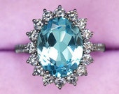 Natural Aquamarine Engagement Ring Unique Aquamarine Wedding Ring 14k Gold Aquamarine Bridal Promise Ring Art Deco Anniversary Ring For Her