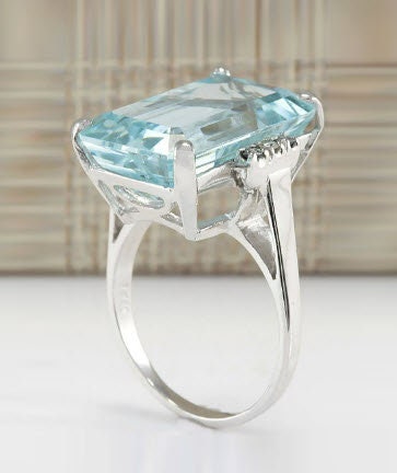17.50 carat Aquamarine Engagement Ring 14k Gold Aquamarine | Etsy