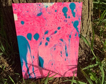 6x8" Canvas Panel Painting w/ Pink and Blue