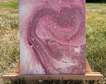 11x14" Canvas with Swirling Reds, Hydro-dip Art, Wall Art