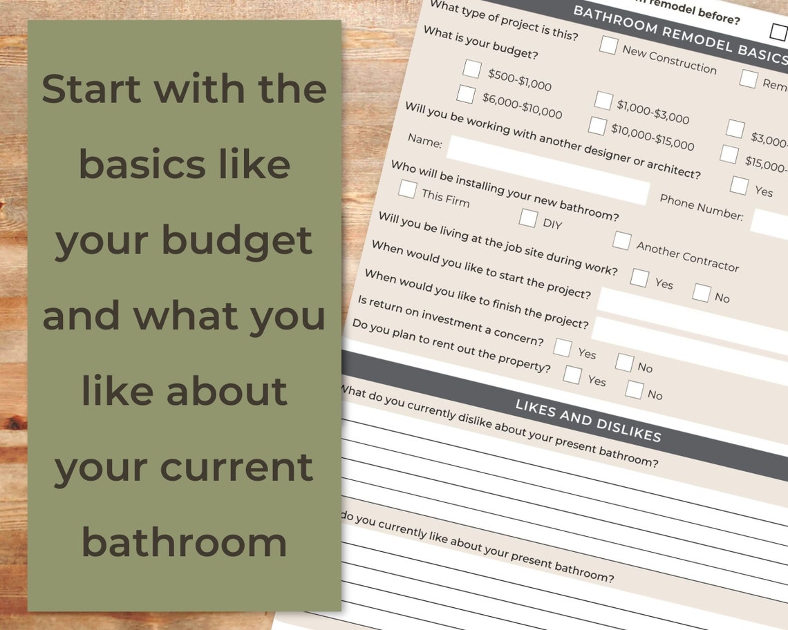 Professional Bathroom Remodel Planner Homeowner and - Etsy