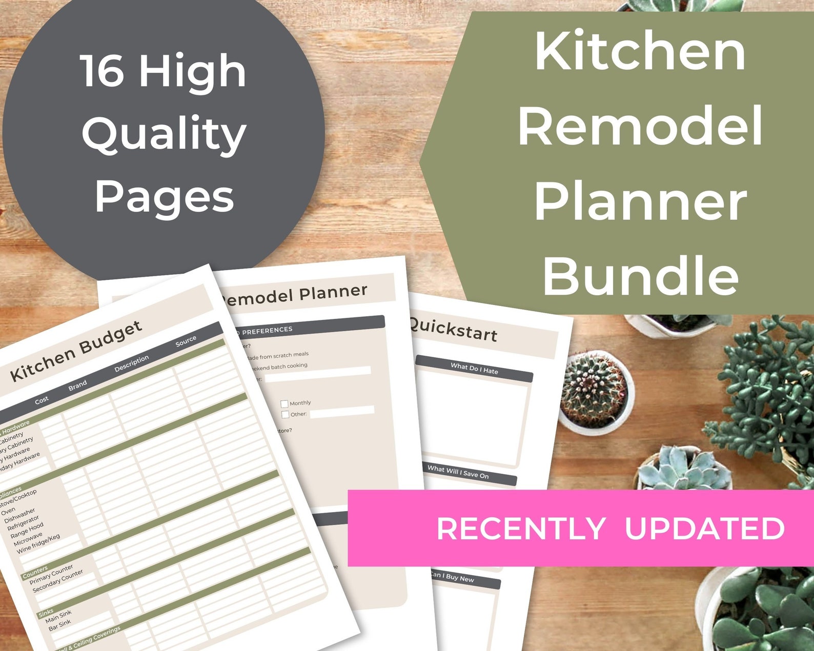 Kitchen Renovation Remodel Planner Printable Project Planner Home ...