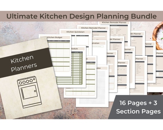 Ultimate Kitchen Remodel Planner Bundle, Professional kitchen planners, Kitchen quickstart design guides, Kitchen remodel budget