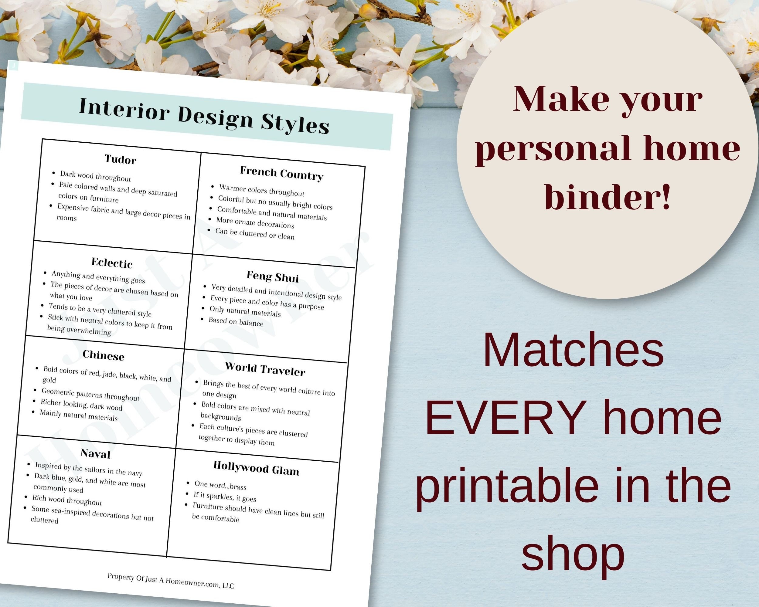 Interior Design Style Sheets Perfect for All Home Improvement - Etsy