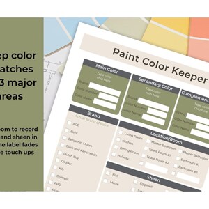 Paint Color Keeper Perfect for Any Bone Binder, Interior Design Planner ...