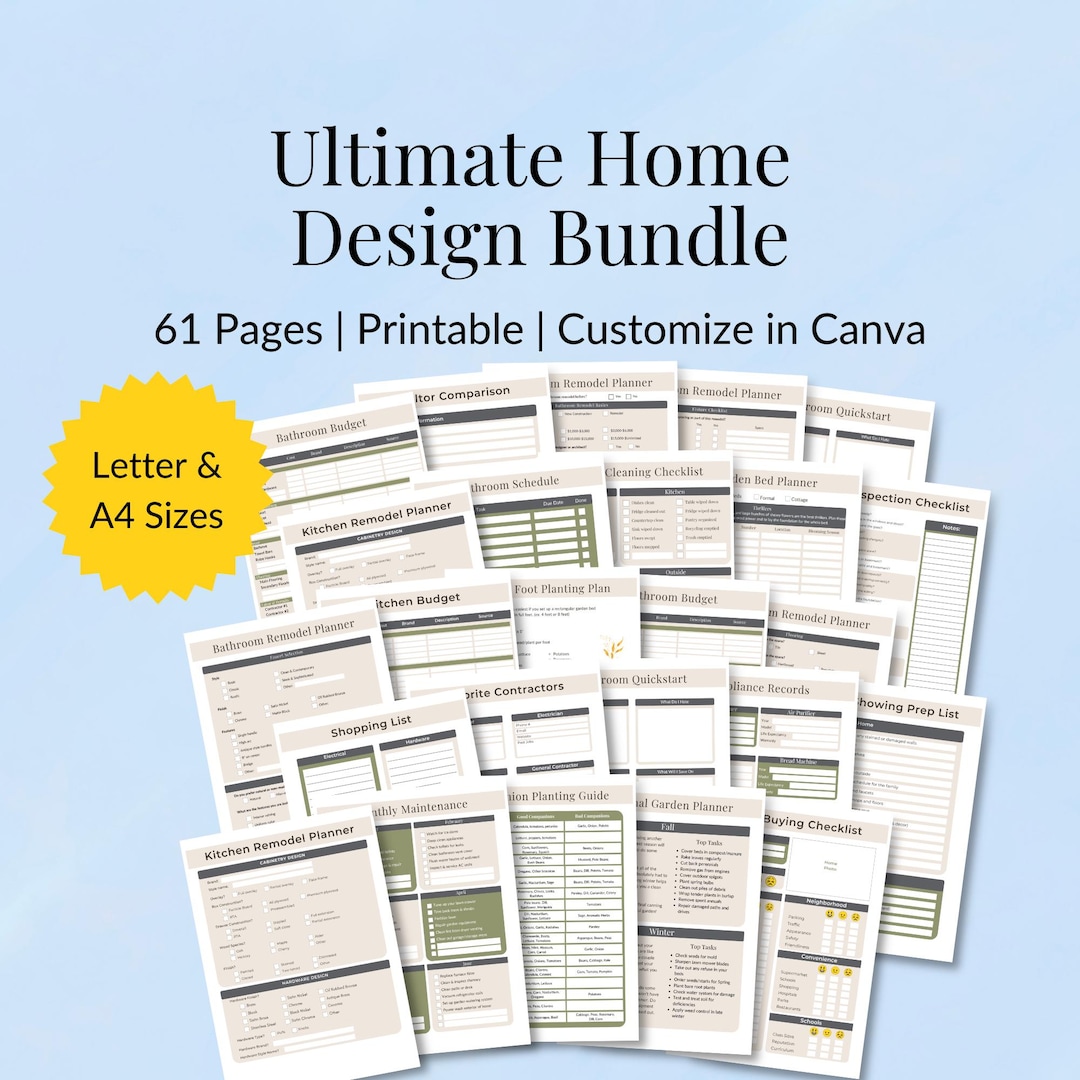 Ultimate Home Interior Design Planner | Customizable in Canva | New ...