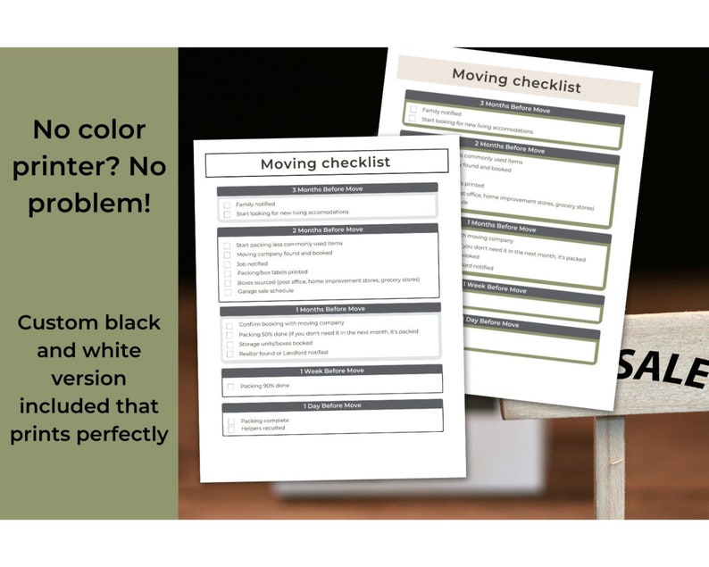 Printable Moving Checklist Perfect for Any Moving Binder, Organize Your Move Fast With This ...