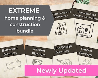 Pacchetto Extreme Home Design Planner / Cucina e bagno / Budget inclusi (download digitale)