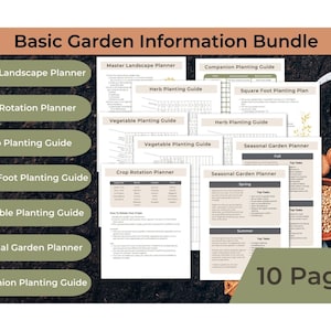 Mini printable garden planner bundle, garden journal, home planner, square foot gardening, flower garden, vegetable garden