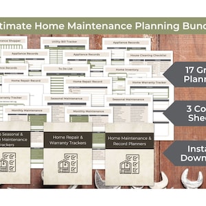 Home Maintenance Binder Planners, printable checklists, home project planner, household planner, monthly printable, to do list