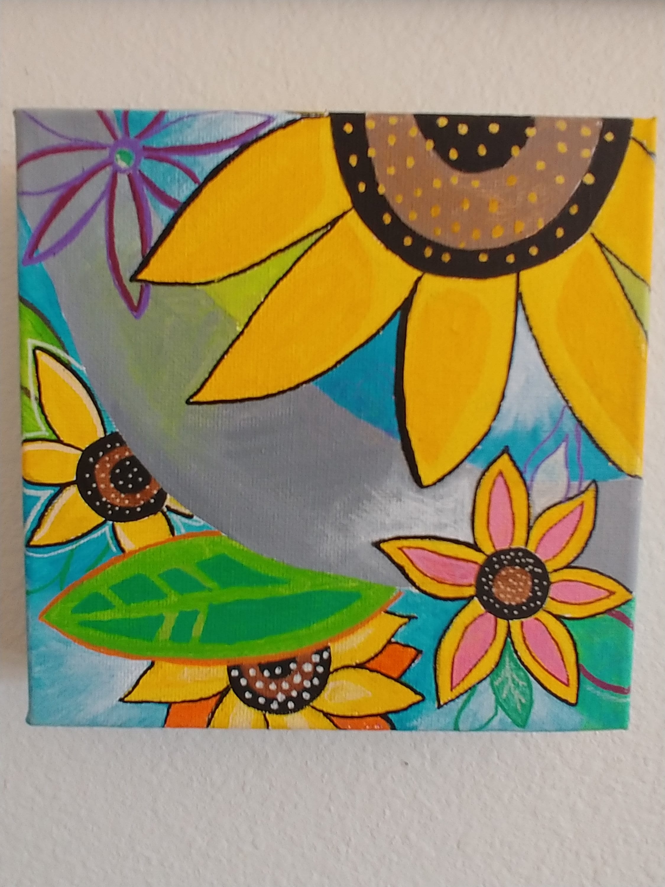 Sunflower Acrylic Hand Painting /6x6