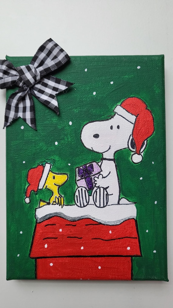 Winter Snoopy Original Acrylic Hand Painting 7×5inches Canvas ~art