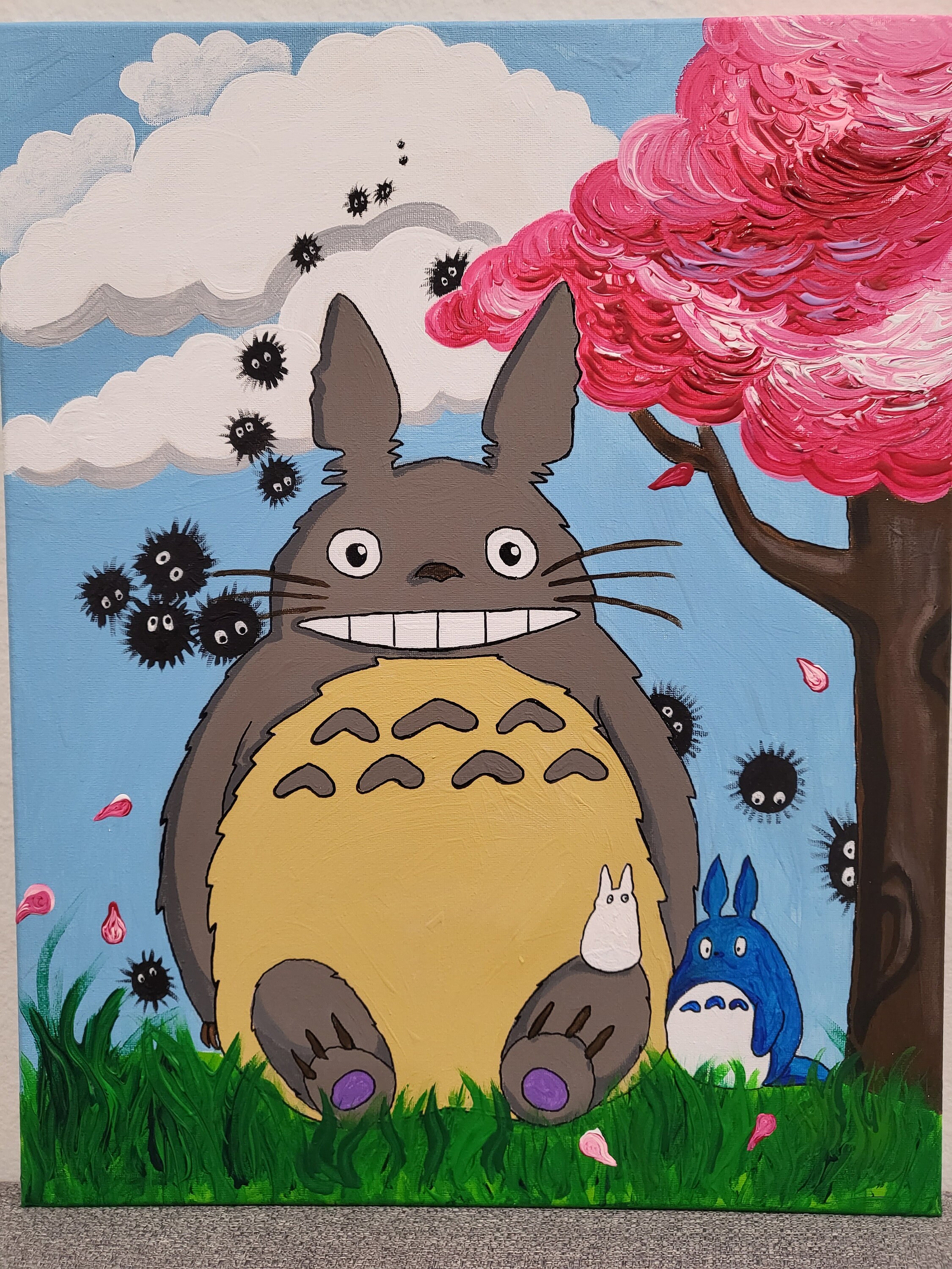 Mon voisin Totoro peinture a la main acrylique originale 16 20 toile Art par J Etsy France