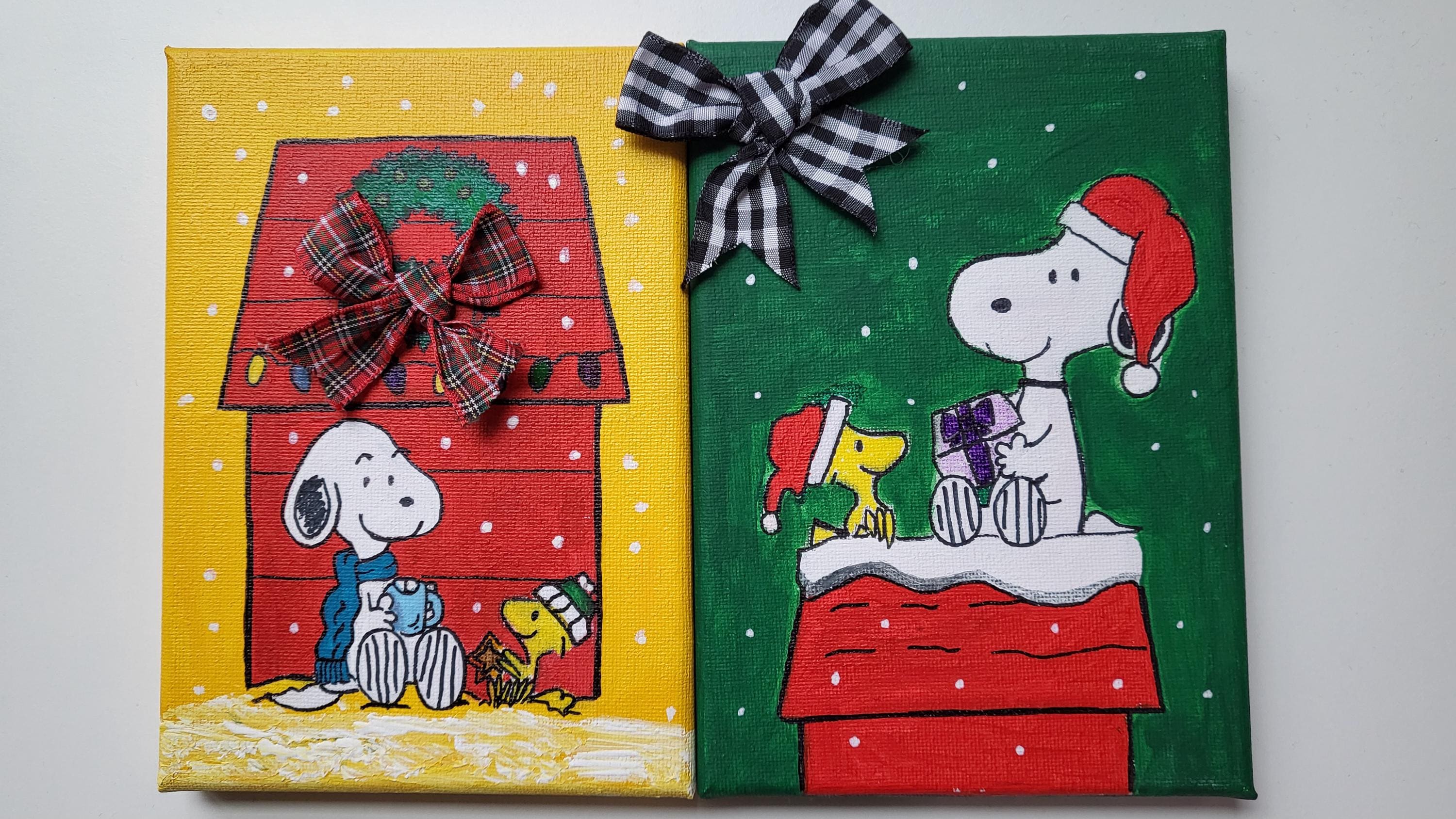 Winter Snoopy Original Acrylic Hand Painting 7×5inches Canvas ~art