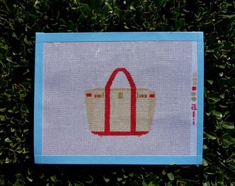 Hand Painted Boatkin Tote Bag Needlepoint Canvas