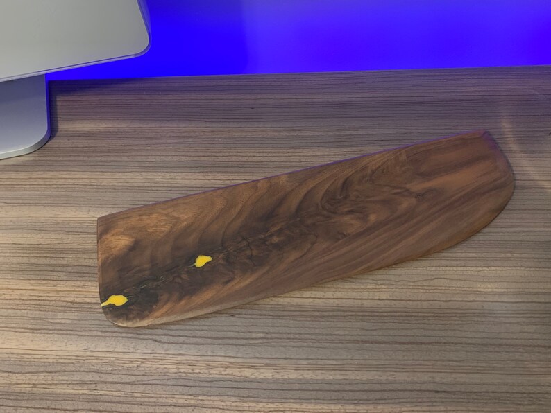 Wood Walnut Keyboard Wrist and Palm Support for office or gaming use extra wide for more comfort