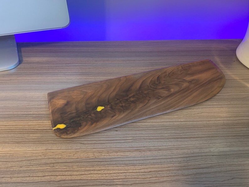 Wood Walnut Keyboard Wrist and Palm Support for office or gaming use extra wide for more comfort