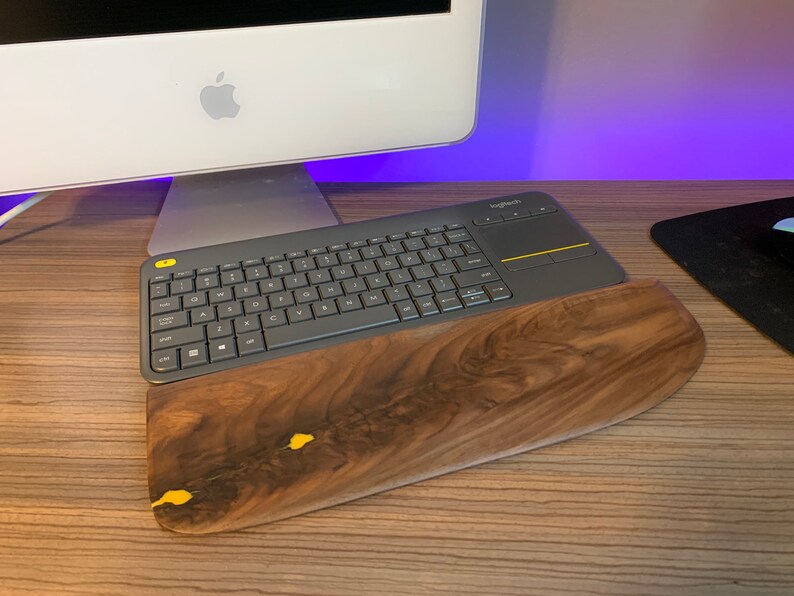 Wood Walnut Keyboard Wrist and Palm Support for office or gaming use extra wide for more comfort