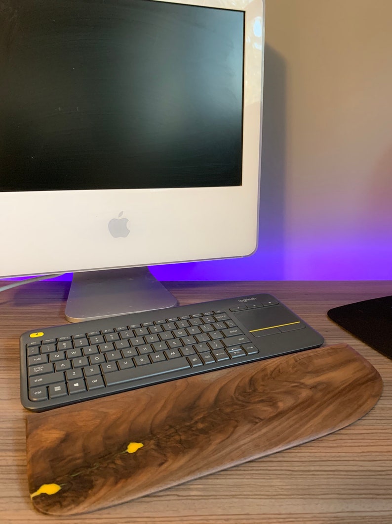 Wood Walnut Keyboard Wrist and Palm Support for office or gaming use extra wide for more comfort