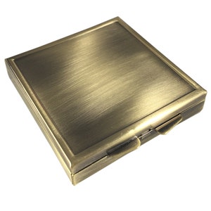 Square Brass Four Section Pocket, Purse, Travel Size Pill Box Case