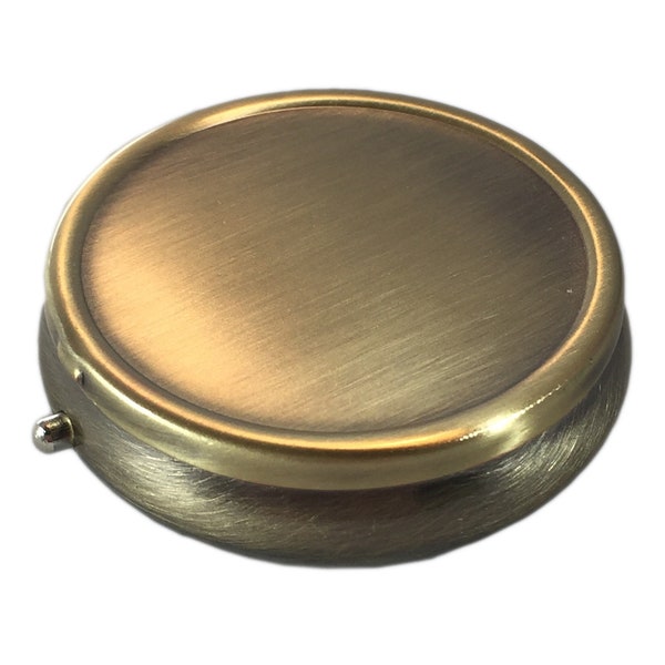 Classy Brass Three Section, Pocket, Purse, Travel Size Pill Box Case