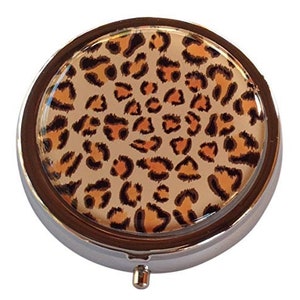 Leopard Three Section, Pocket, Purse, Travel Size Pill Box Case