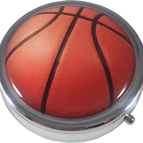 Basketball Sports Fan Three Section, Pocket, Purse, Travel Size Pill Box Case