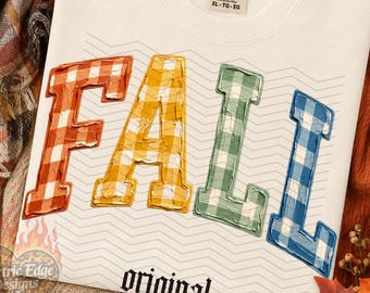 Fall PNG, Preppy Gingham Autumn Digital Download, Sublimation DTF, Trendy Boutique Shirt, Pumpkin Season Design, Halloween Shirt, Neutral